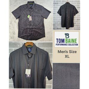 Tom Blaine Shirt Mens XL Black Dotted Button Performance Collection Slim Fit NEW